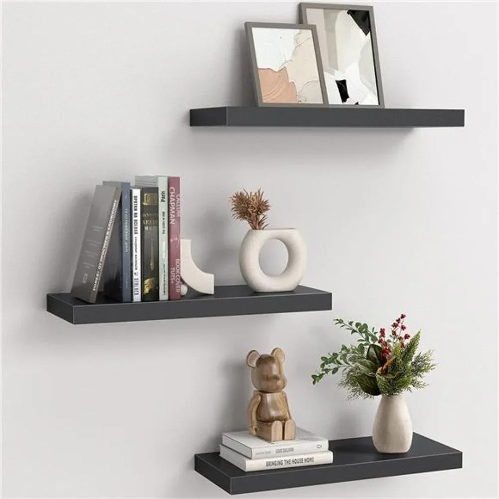Floating Shelves Black Set of 3 Shelves Bedroom Bathroom Living Room